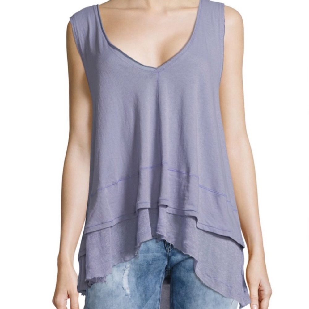 Free People peachy tee, line A, longer back, layer